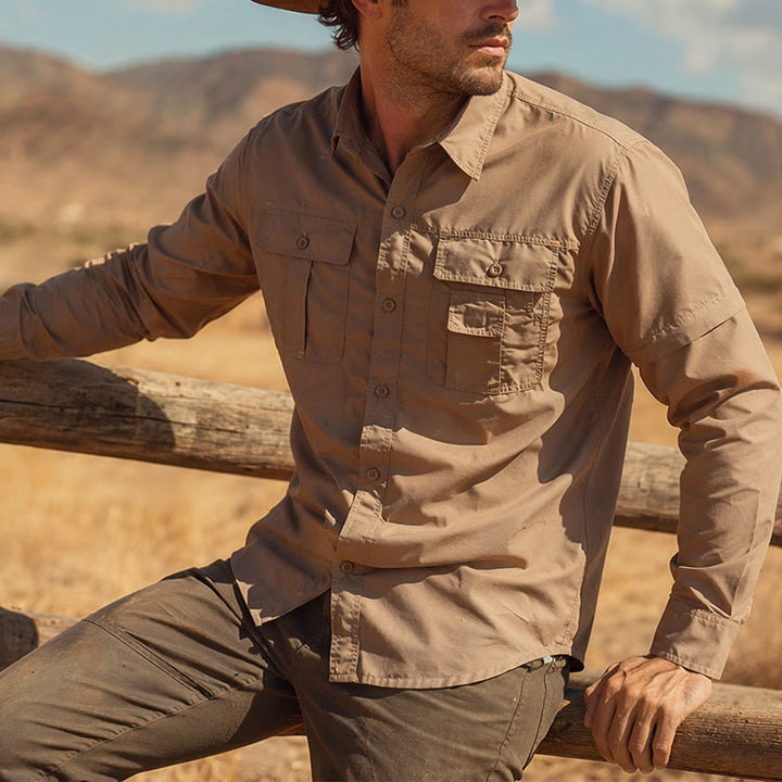 Men's Tactical Convertible Zip-Off Sleeve Workwear Shirt - image 5