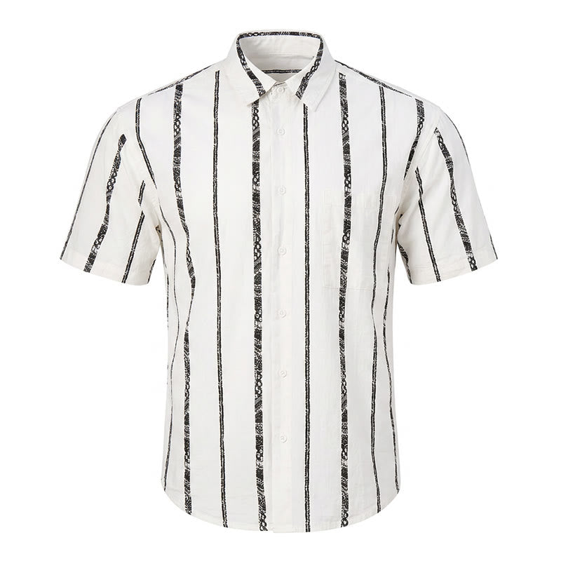Trendy Tribal Stripe Print Lightweight Summer Cotton Shirt - image 10