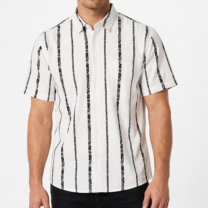 Trendy Tribal Stripe Print Lightweight Summer Cotton Shirt - image 1