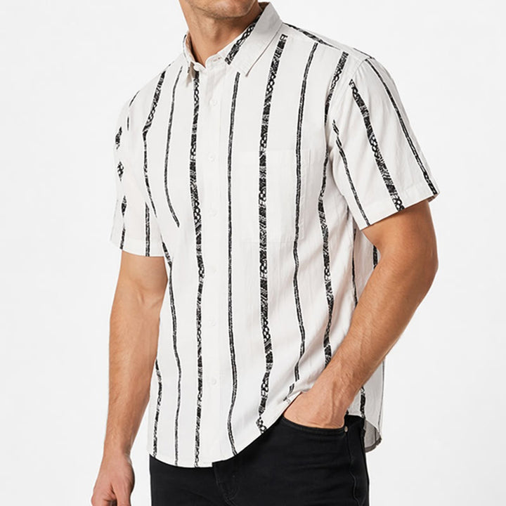 Trendy Tribal Stripe Print Lightweight Summer Cotton Shirt - image 3