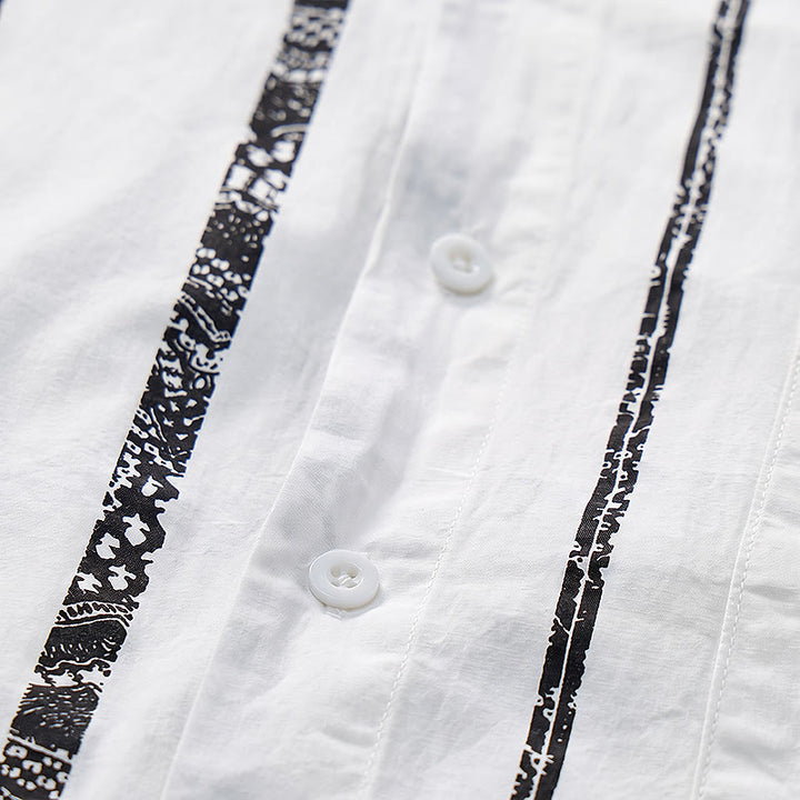Trendy Tribal Stripe Print Lightweight Summer Cotton Shirt - image 6