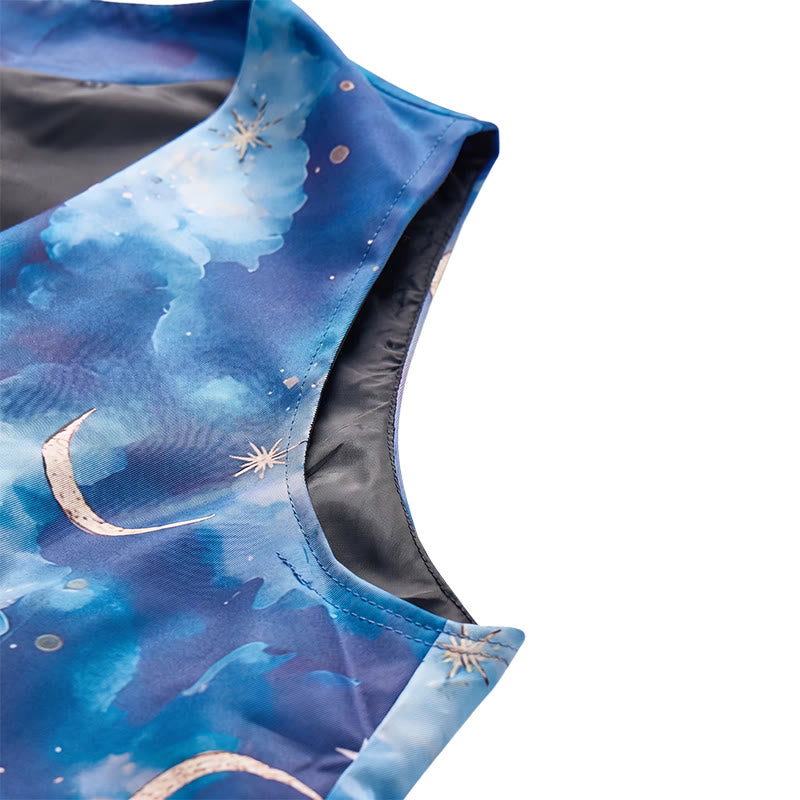 Men's Starry Night Print Party Wear Suit Vest - image 8