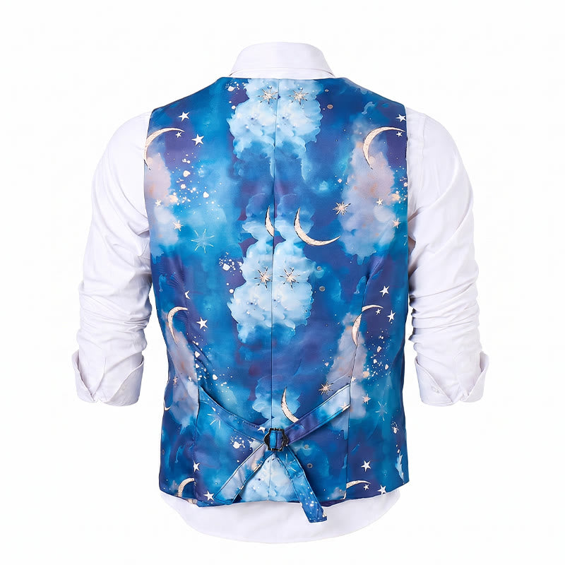 Men's Starry Night Print Party Wear Suit Vest - image 11