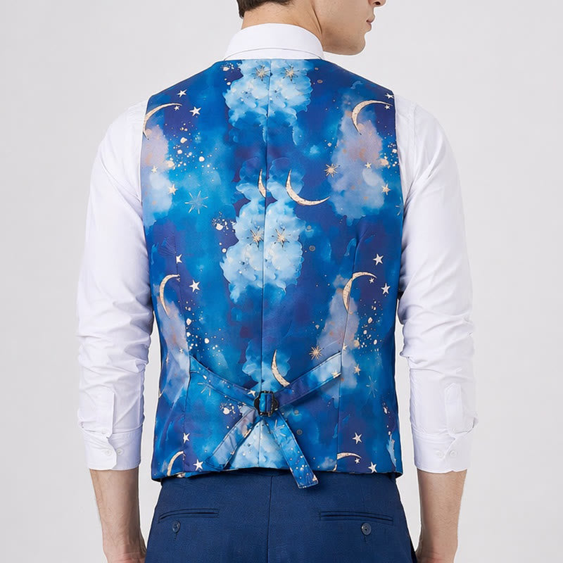 Men's Starry Night Print Party Wear Suit Vest - image 2