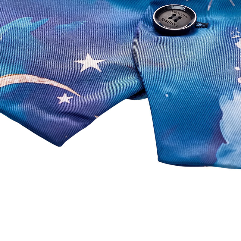 Men's Starry Night Print Party Wear Suit Vest - image 7
