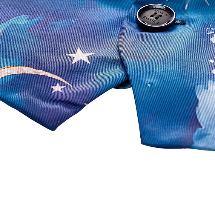 Men's Starry Night Print Party Wear Suit Vest - image 7