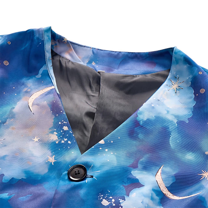 Men's Starry Night Print Party Wear Suit Vest - image 4