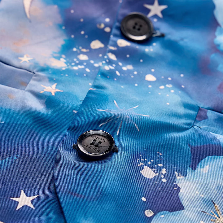 Men's Starry Night Print Party Wear Suit Vest - image 5