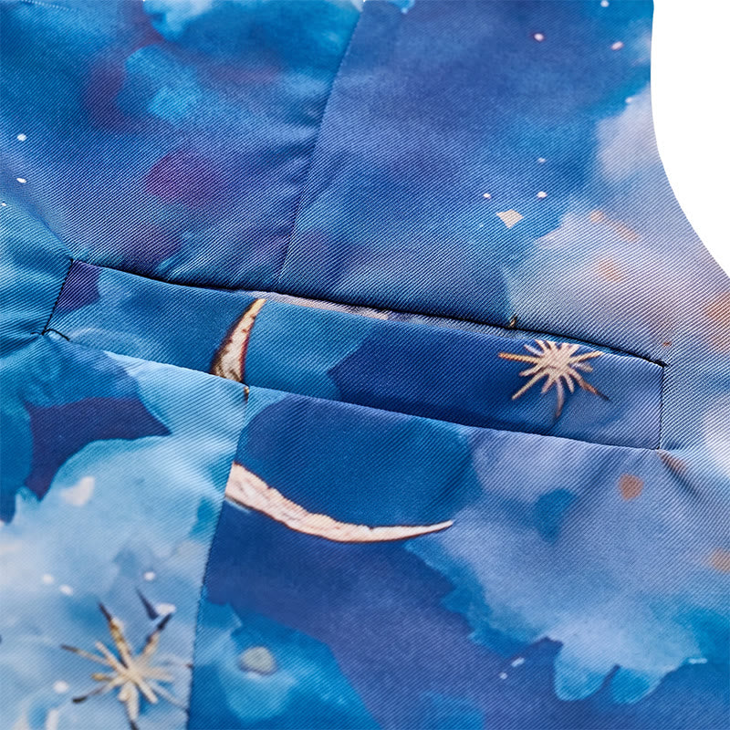 Men's Starry Night Print Party Wear Suit Vest - image 6