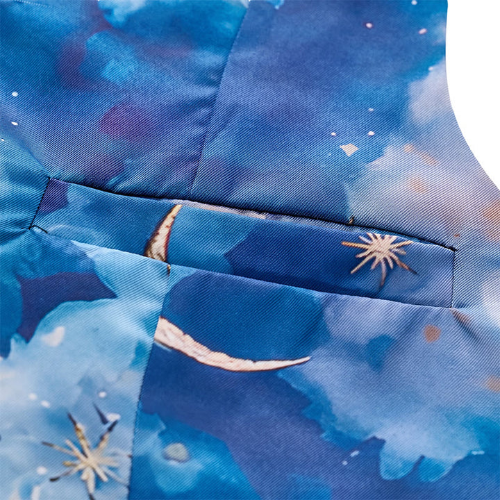 Men's Starry Night Print Party Wear Suit Vest - image 6
