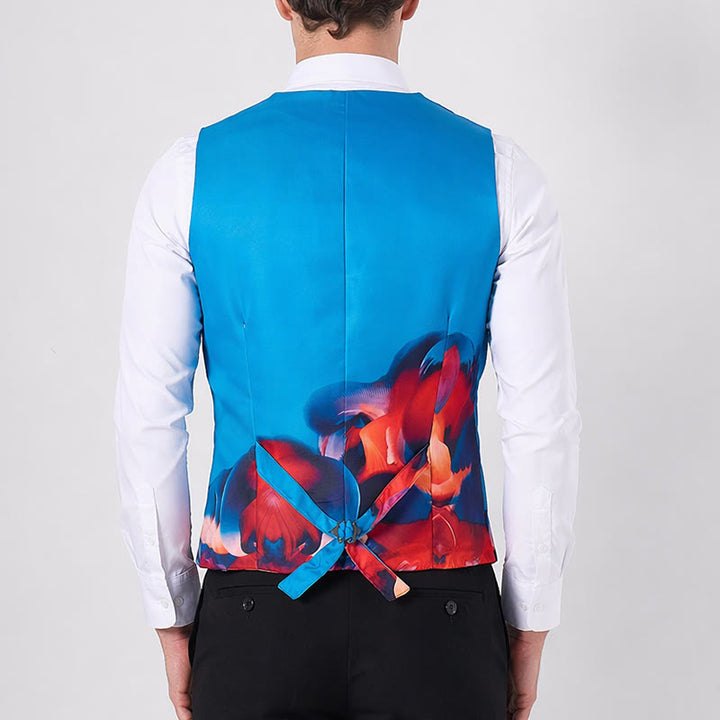 Men's Abstract Art Print Color Block Suit Vest - image 2
