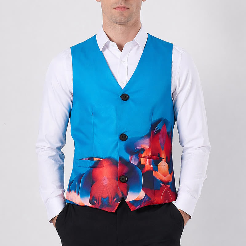 Men's Abstract Art Print Color Block Suit Vest - image 1