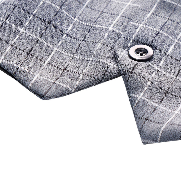 Men's Gray Checkered Formal Business Suit Vest - image 7