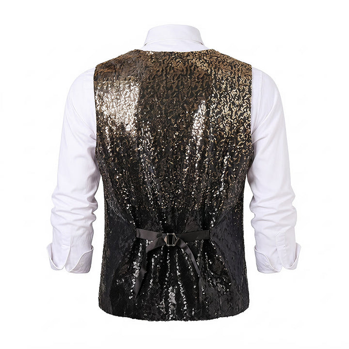 Men's Gold & Black Ombre Color Nightclub Sequin Vest - image 10