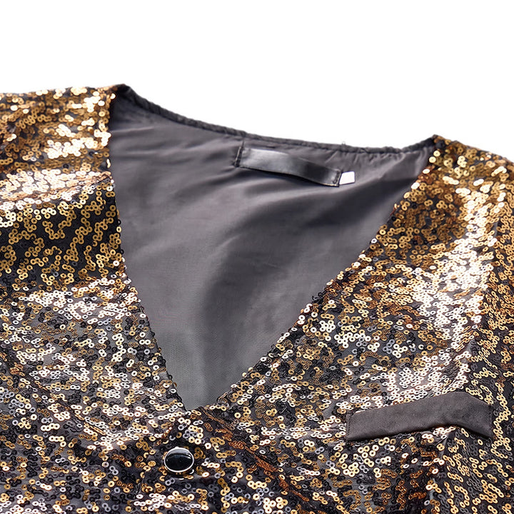 Men's Gold & Black Ombre Color Nightclub Sequin Vest - image 4