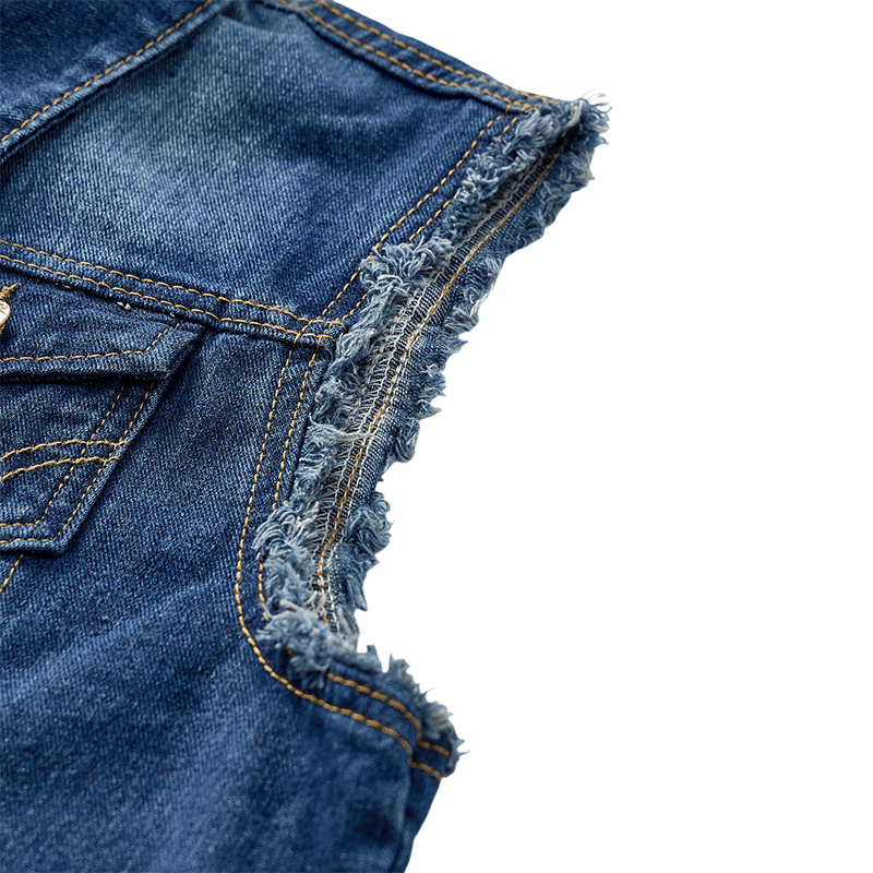 Vintage Washed Frayed Hem Trucker Denim Vest - image 8