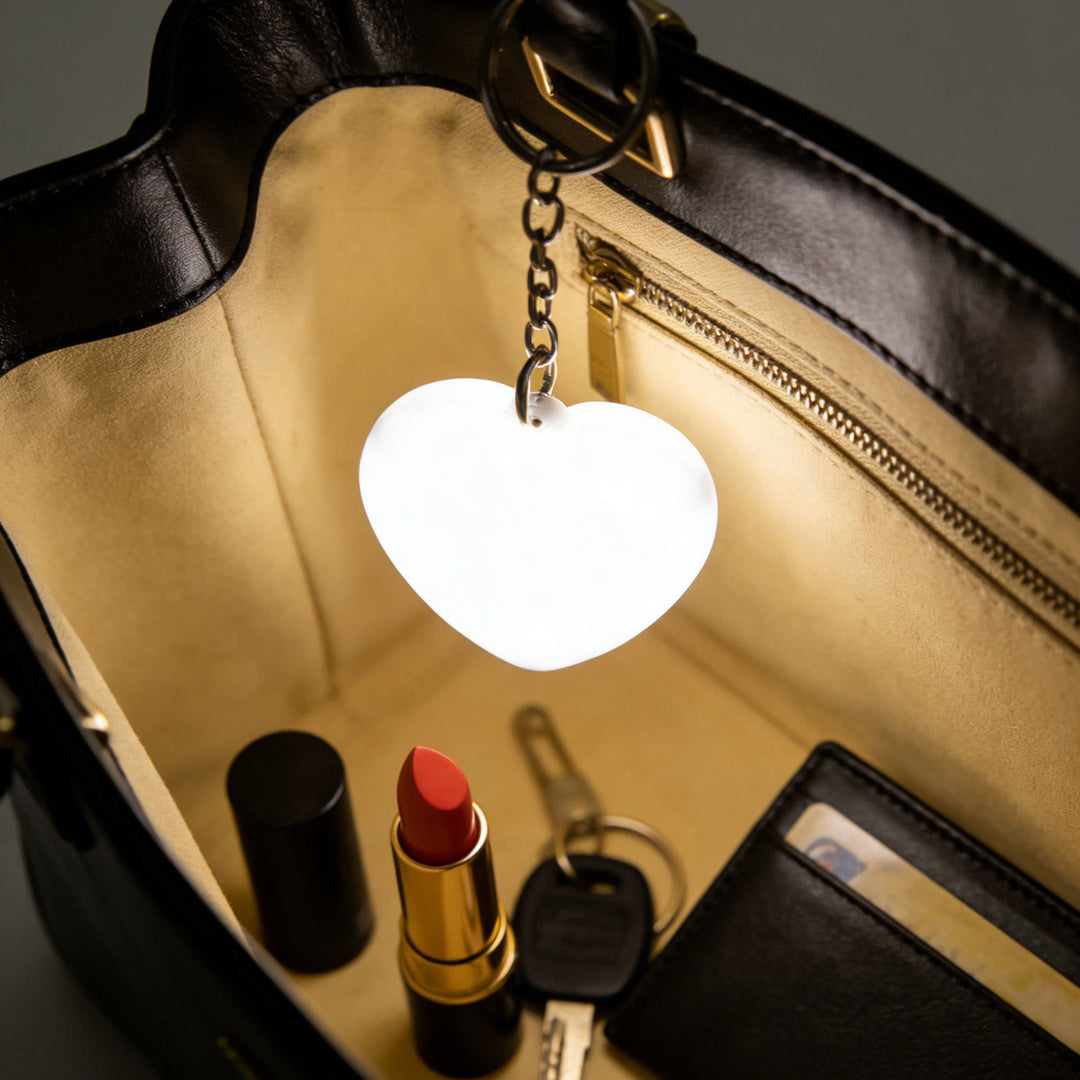 Portable LED Bag Light Rechargeable Keychain - White Heart - image 0