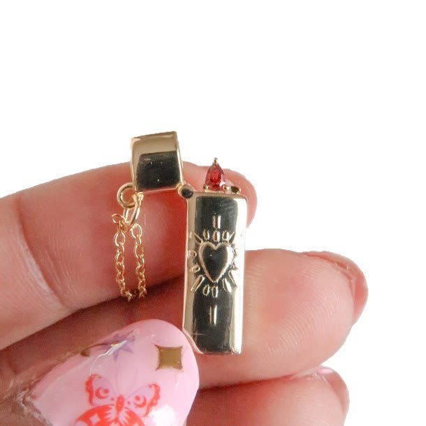 Flaming Heart Lighter-Shaped Pendant Necklace - image 2