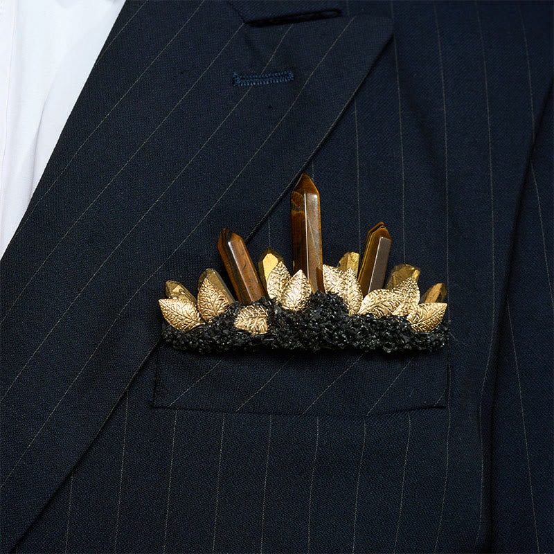 Handcrafted Natural Crystal Crown Pocket Square Brooch - image 1