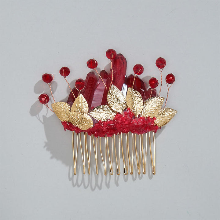 Women's Enchanted Real Crystal Leaf Detailed Hair Comb - image 1
