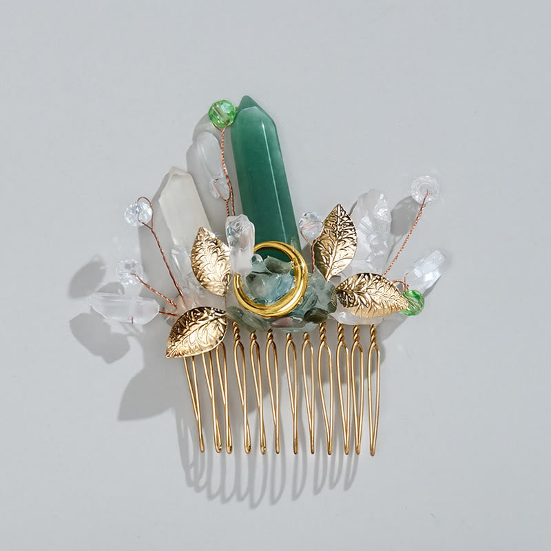 Women's Enchanted Real Crystal Leaf Detailed Hair Comb - image 5
