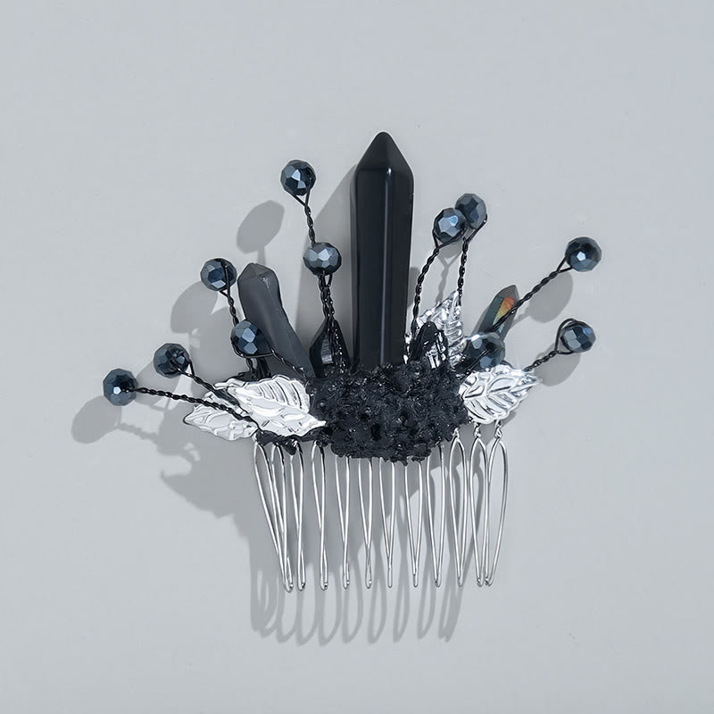 Women's Enchanted Real Crystal Leaf Detailed Hair Comb - image 9