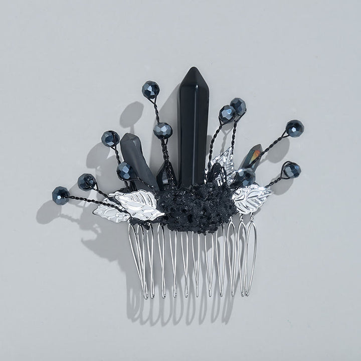 Women's Enchanted Real Crystal Leaf Detailed Hair Comb - image 9