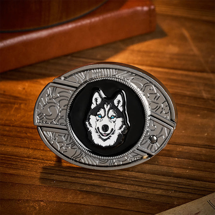 Blue-Eyed Husky DIY Hidden Folding Knife Buckle Leather Belt - Husky - Without Belt - Not Included Belt - image 0