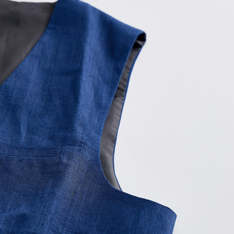 Men's Linen Blend Single Breasted Casual Vest - image 7