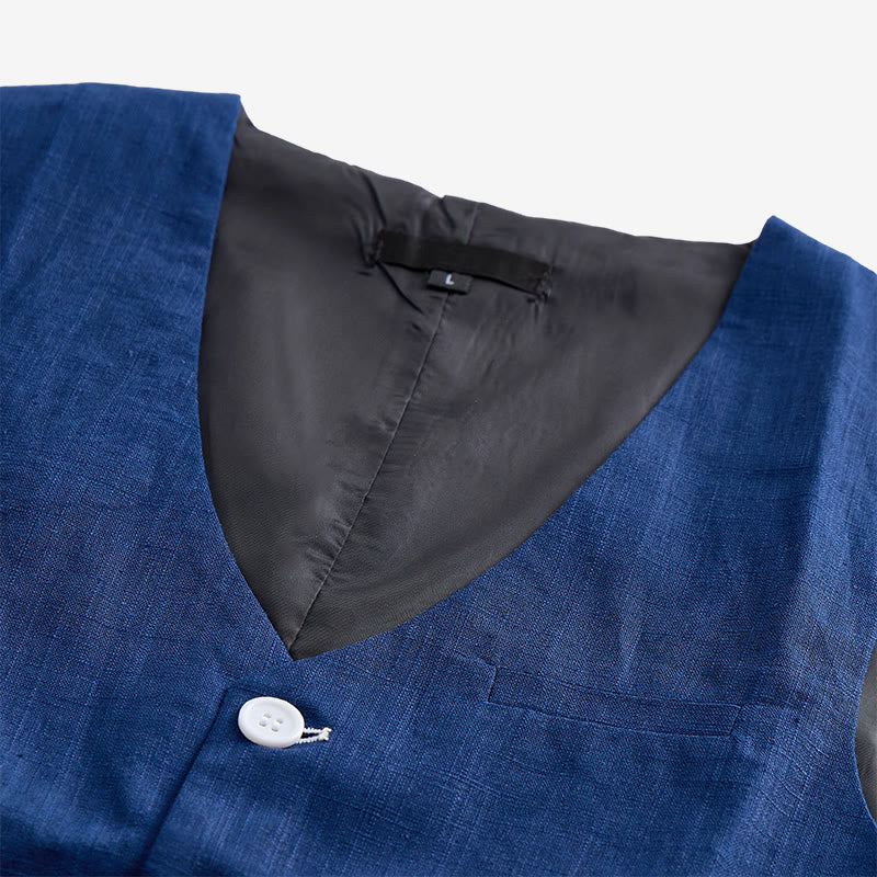 Men's Linen Blend Single Breasted Casual Vest - image 4
