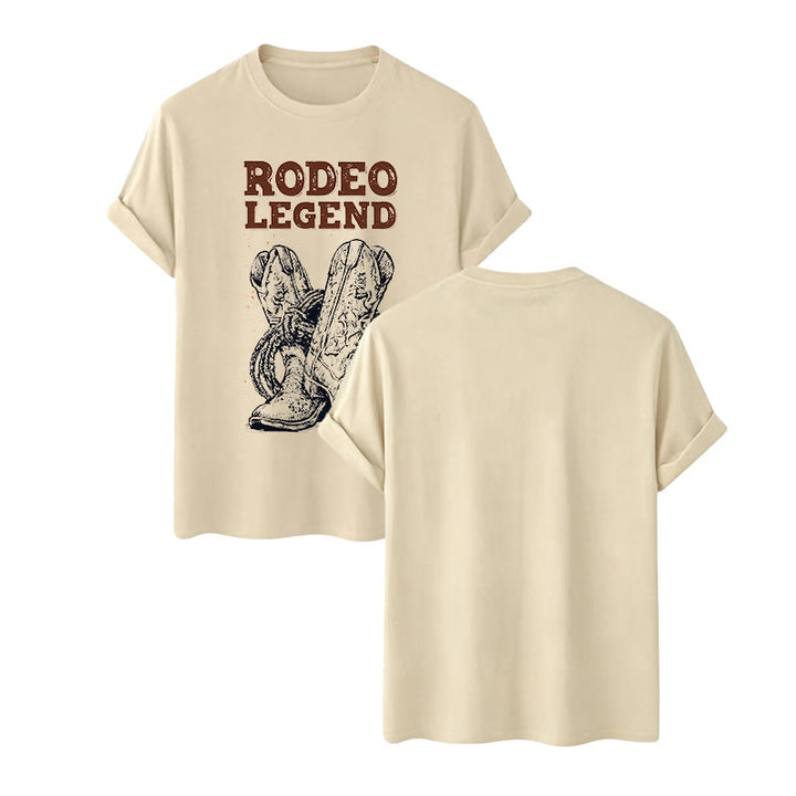 Rodeo Legend Cowboy Boots & Cactus Print Crew Neck T-shirt - Beige - 2XL - image 8