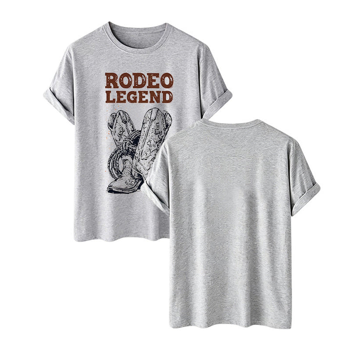 Rodeo Legend Cowboy Boots & Cactus Print Crew Neck T-shirt - Gray - 2XL - image 10