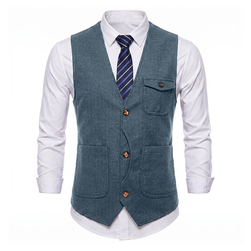 Men's American Vintage Herringbone Wrinkle Resistant Suit Vest - image 35