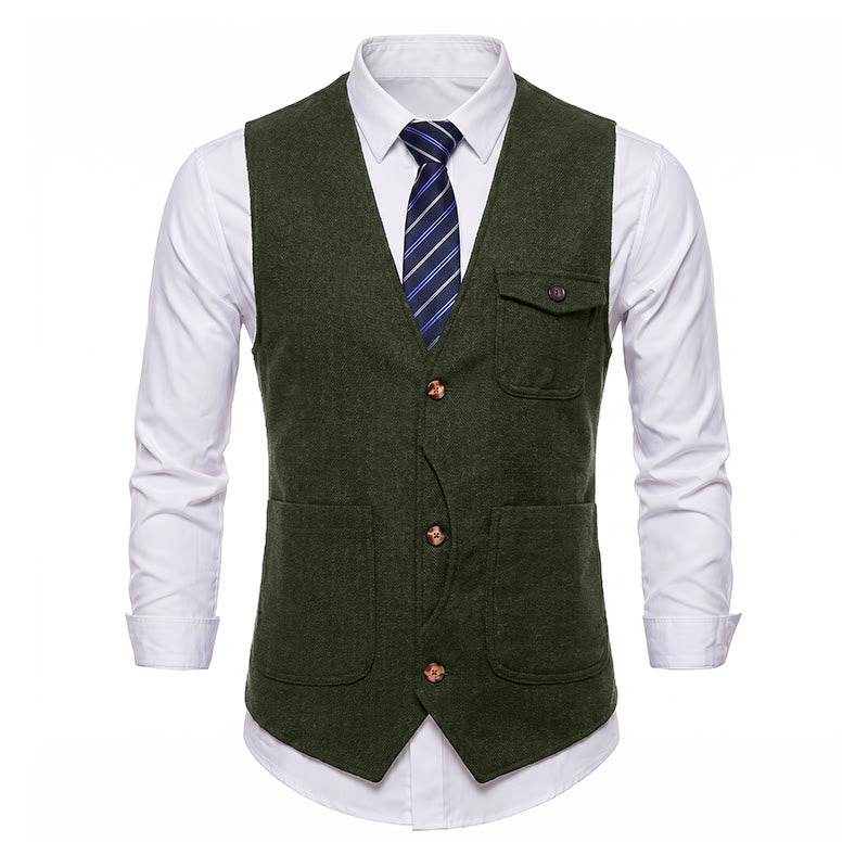 Men's American Vintage Herringbone Wrinkle Resistant Suit Vest - image 32