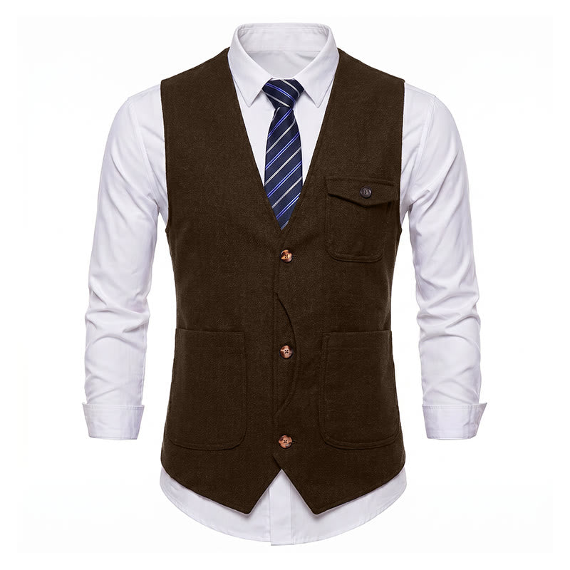 Men's American Vintage Herringbone Wrinkle Resistant Suit Vest - image 34