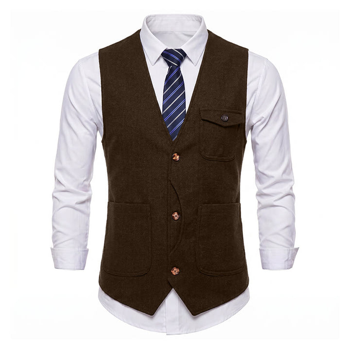 Men's American Vintage Herringbone Wrinkle Resistant Suit Vest - image 34