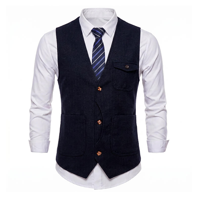 Men's American Vintage Herringbone Wrinkle Resistant Suit Vest - image 22