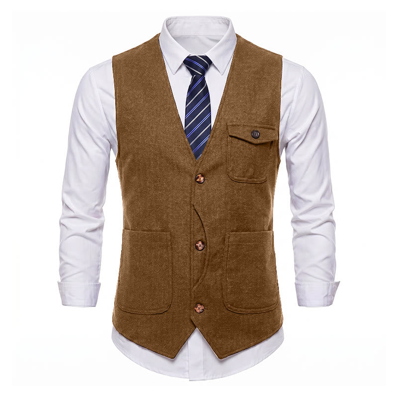 Men's American Vintage Herringbone Wrinkle Resistant Suit Vest - image 35