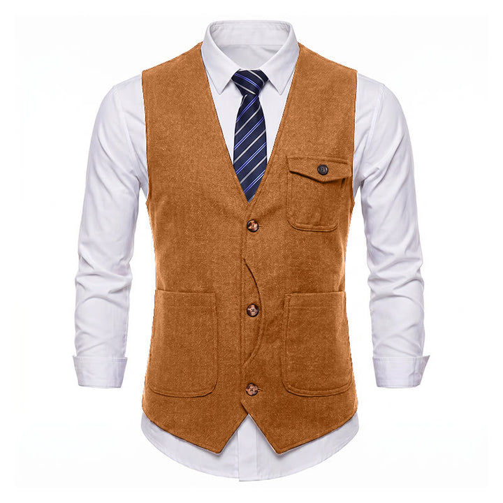 Men's American Vintage Herringbone Wrinkle Resistant Suit Vest - image 29