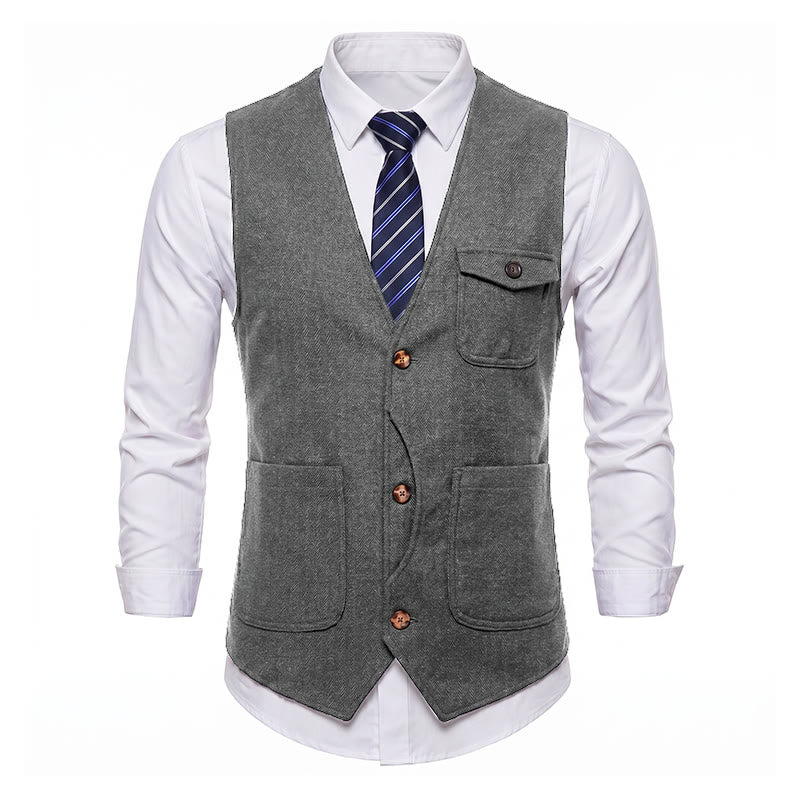 Men's American Vintage Herringbone Wrinkle Resistant Suit Vest - image 26