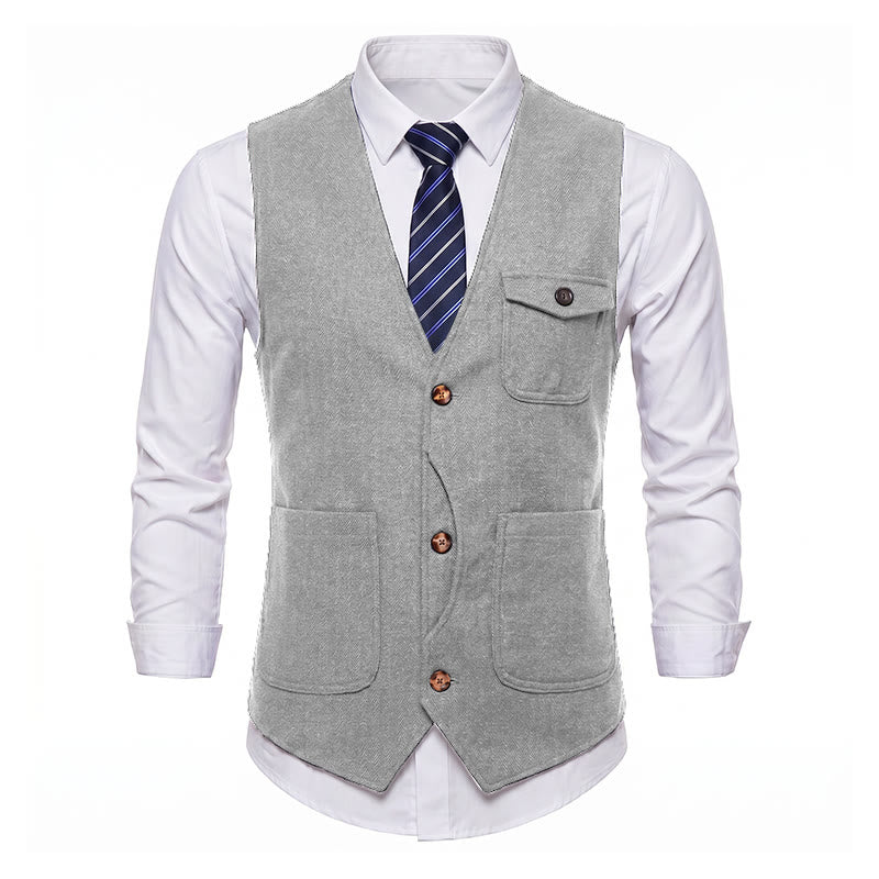 Men's American Vintage Herringbone Wrinkle Resistant Suit Vest - image 27