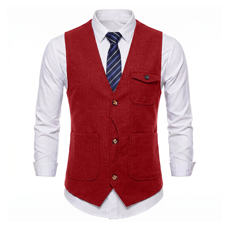 Men's American Vintage Herringbone Wrinkle Resistant Suit Vest - image 29