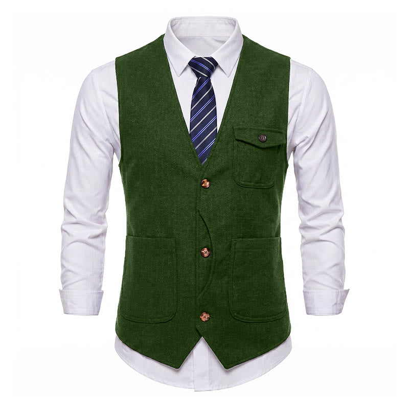 Men's American Vintage Herringbone Wrinkle Resistant Suit Vest - image 31