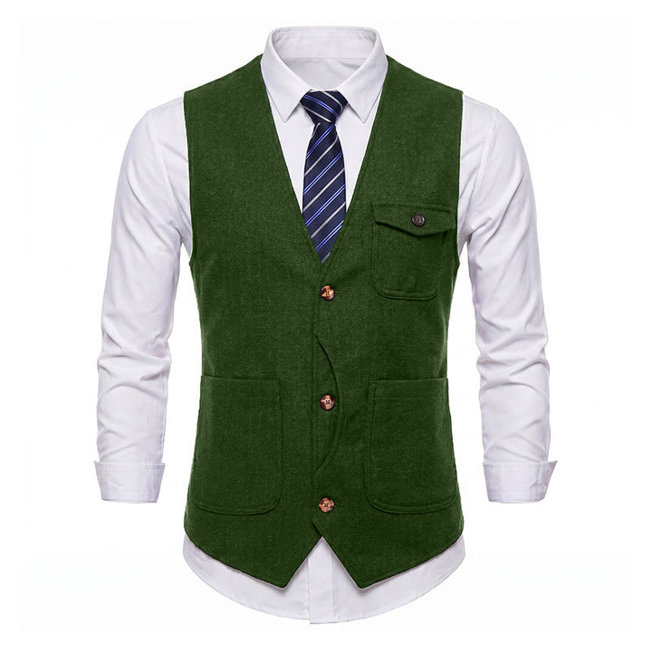 Men's American Vintage Herringbone Wrinkle Resistant Suit Vest - image 31