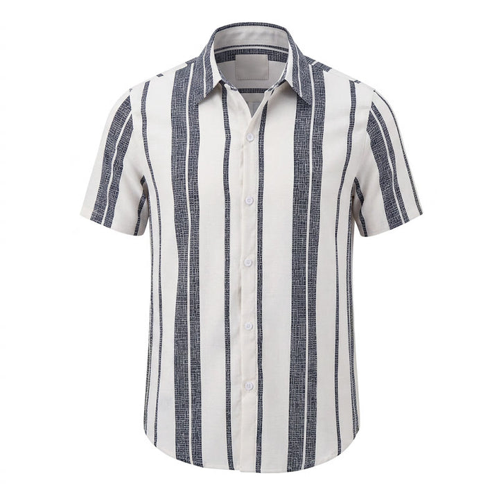 Tropical Resort Beach Summer Casual Striped Linen Shirt - image 9