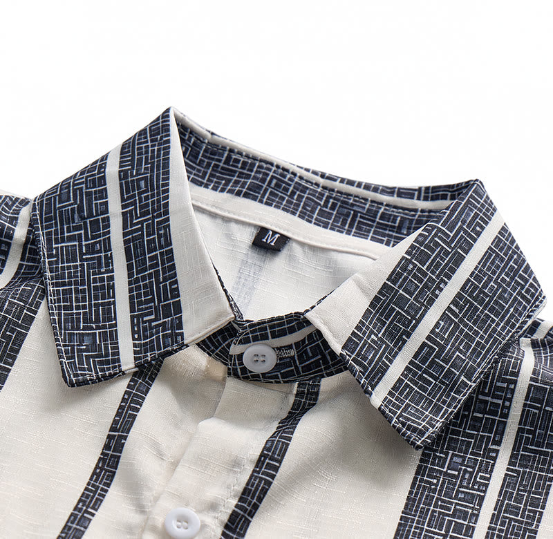 Tropical Resort Beach Summer Casual Striped Linen Shirt - image 4