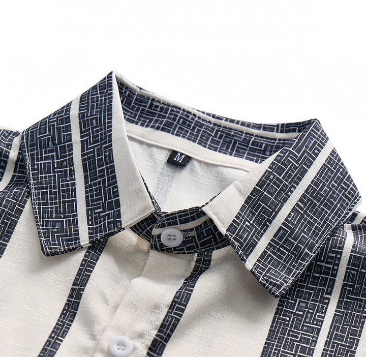 Tropical Resort Beach Summer Casual Striped Linen Shirt - image 4