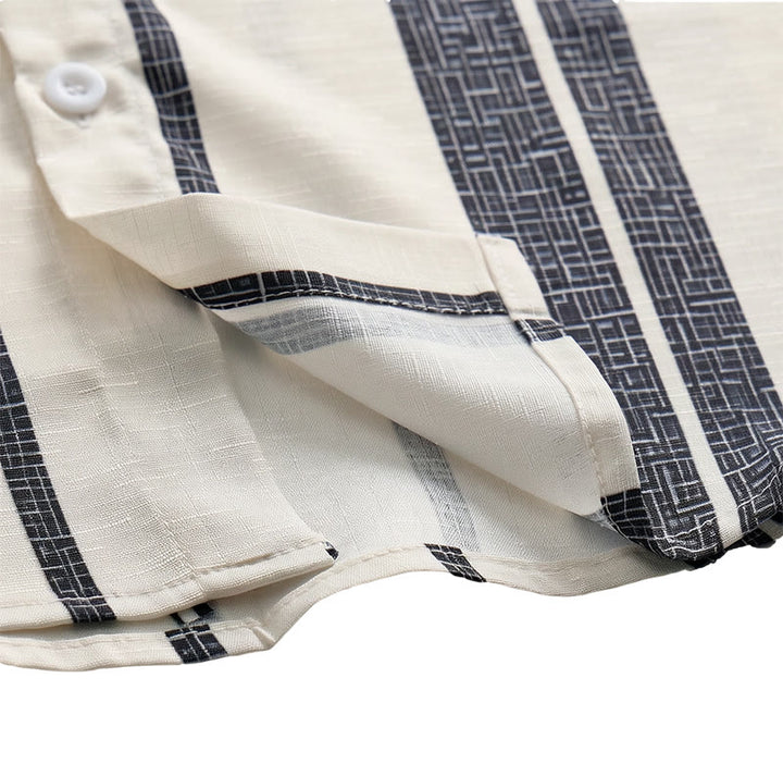 Tropical Resort Beach Summer Casual Striped Linen Shirt - image 7