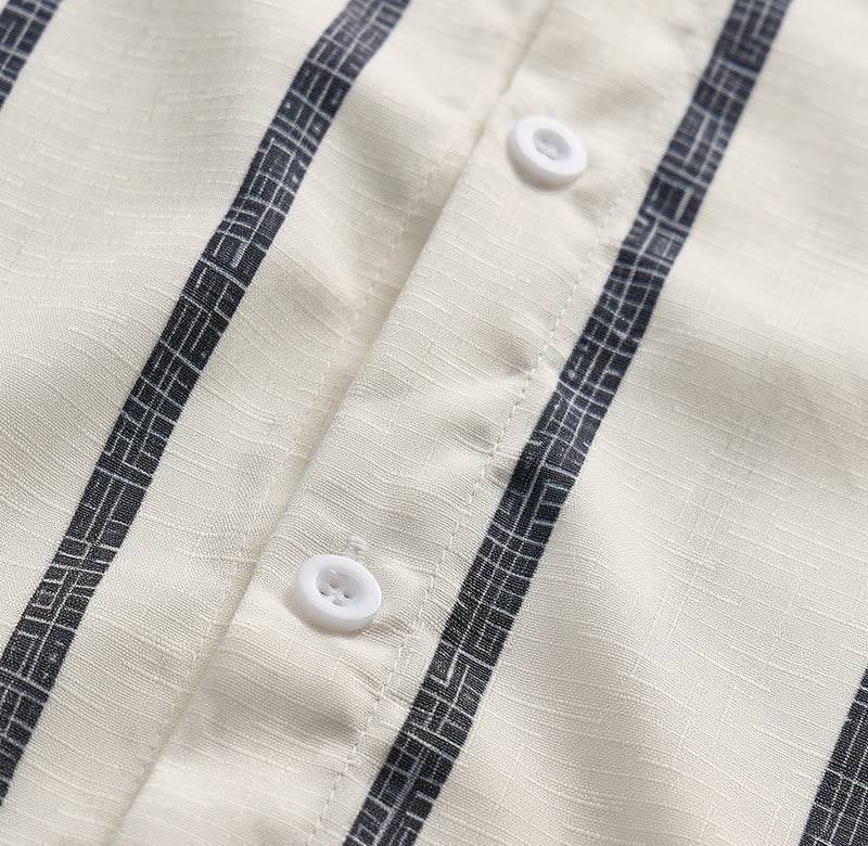 Tropical Resort Beach Summer Casual Striped Linen Shirt - image 5