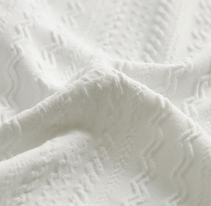White Textured Resort Wear Jacquard Weave Shirt - image 7
